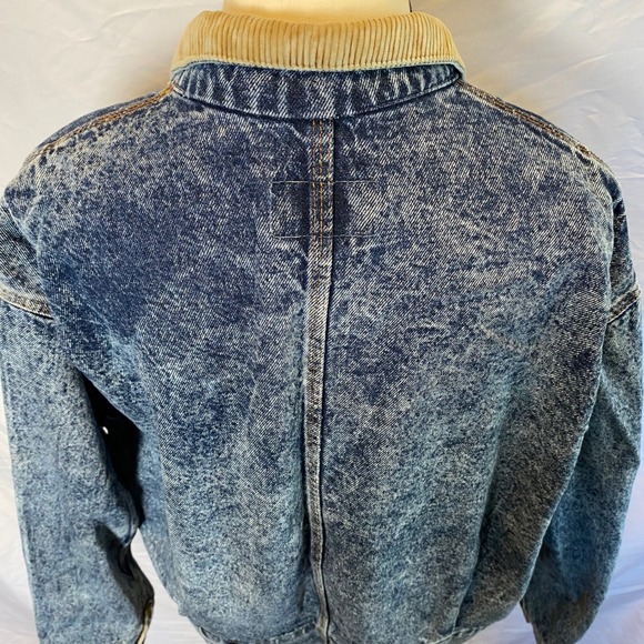 Vintage Levi's Mens Acid Wash Denim Jacket Large Corduroy Collar Bomber 80's USA - Picture 7 of 13